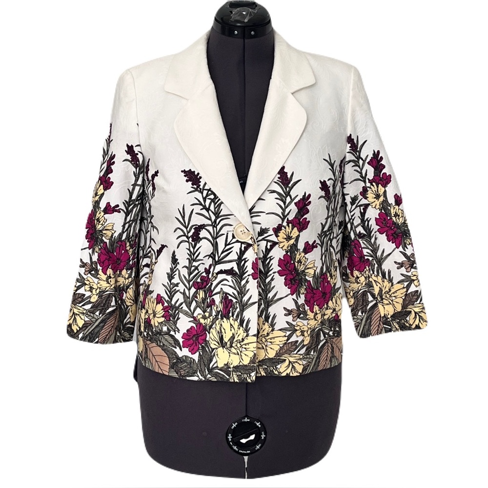 Orvis Multicolor Floral 3/4 Sleeve Blazer, Size 8